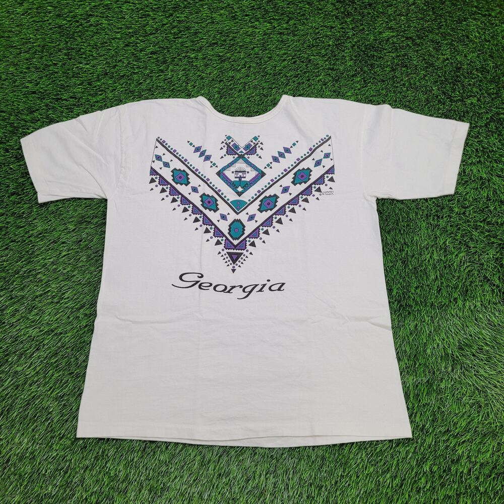 Vintage 90s Native-American Aztec Shirt Womens Large 20x24 White
